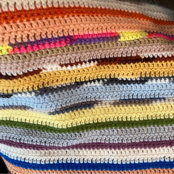 Crochet Multistriped Afghan Blanket Coastal Granny Farmhou… - Picture 3 of 6